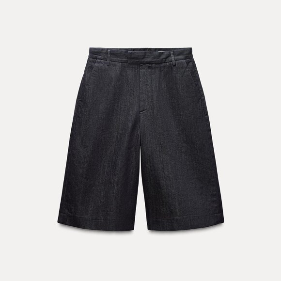 ZARA ZW LONG DENIM SHORTS in RINSE Sz Small NWT - Picture 4 of 8